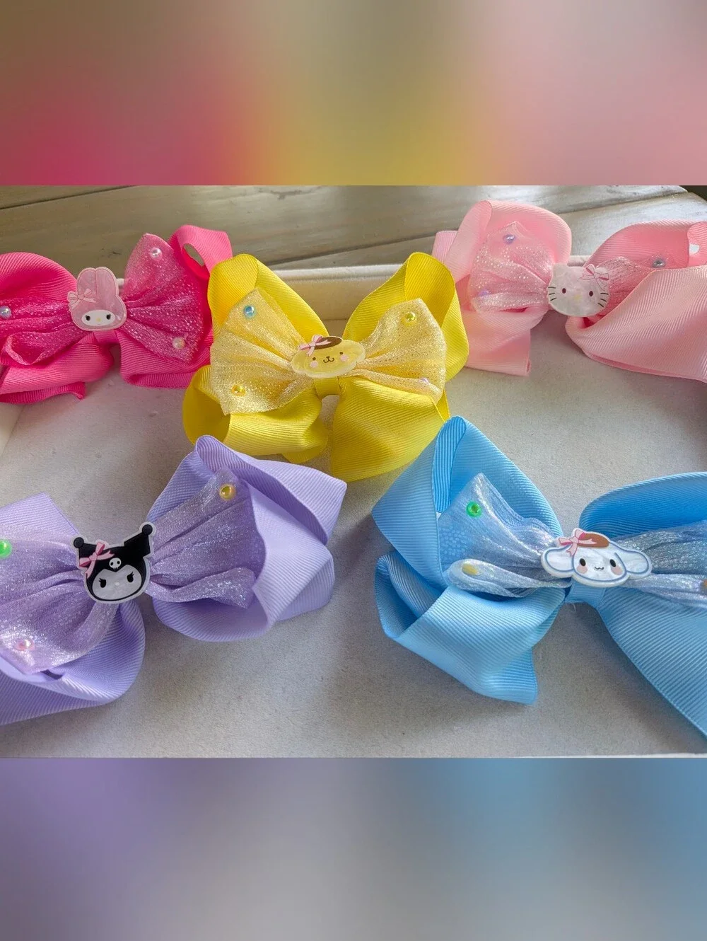 Set of 5 Kawaii Character Hair Bow Clips NEW Unused